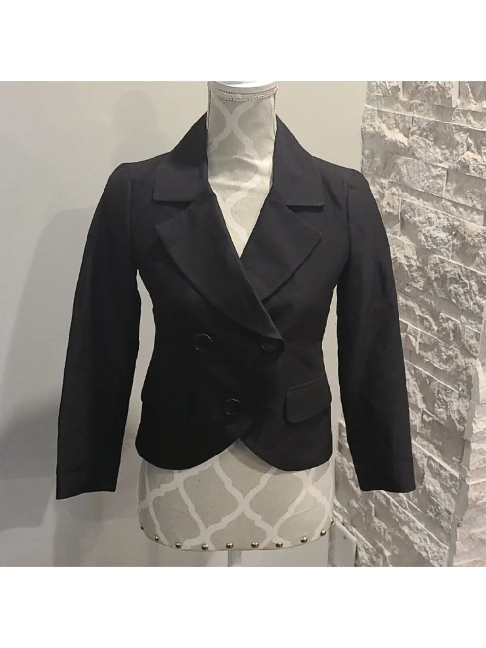 Theory Blazer Cropped 3/4 Sleeve  Tailored Black Blazer